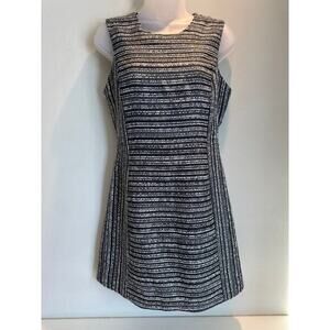 MILLY size 6 sheath wool‎ blend party dress white black silver metallic